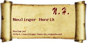 Neulinger Henrik névjegykártya